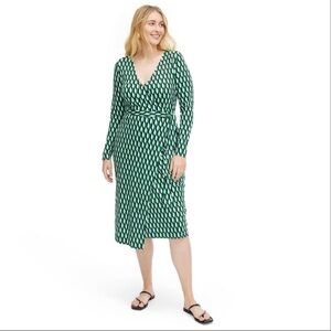 Women’s Longsleeve Midi Arrow Geo Green Wrap Dress from DVF for Target